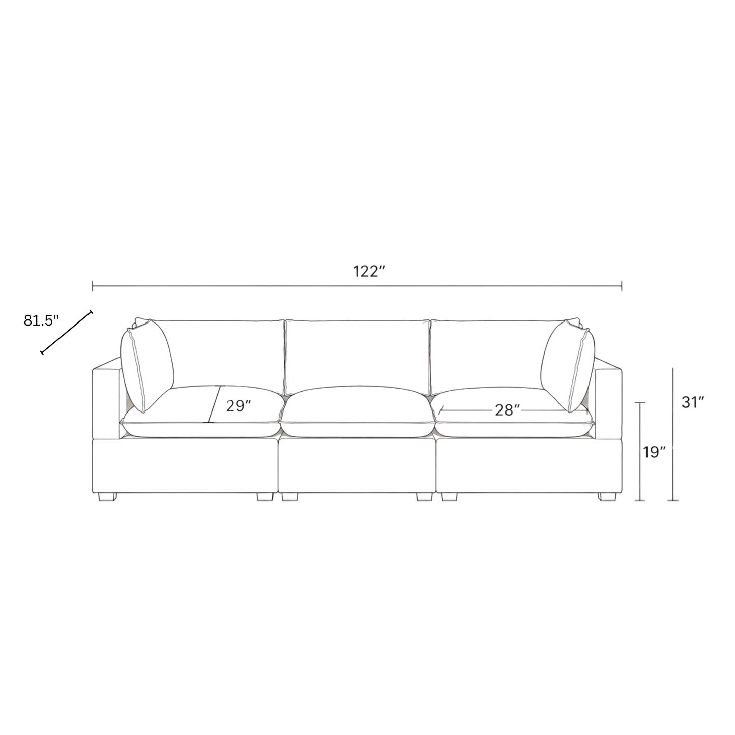 Luna Sofa 3 Seat