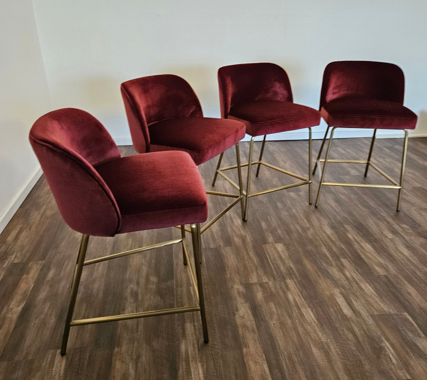 Set of Red Counter Stool Chairs Velvet- Free Delivery