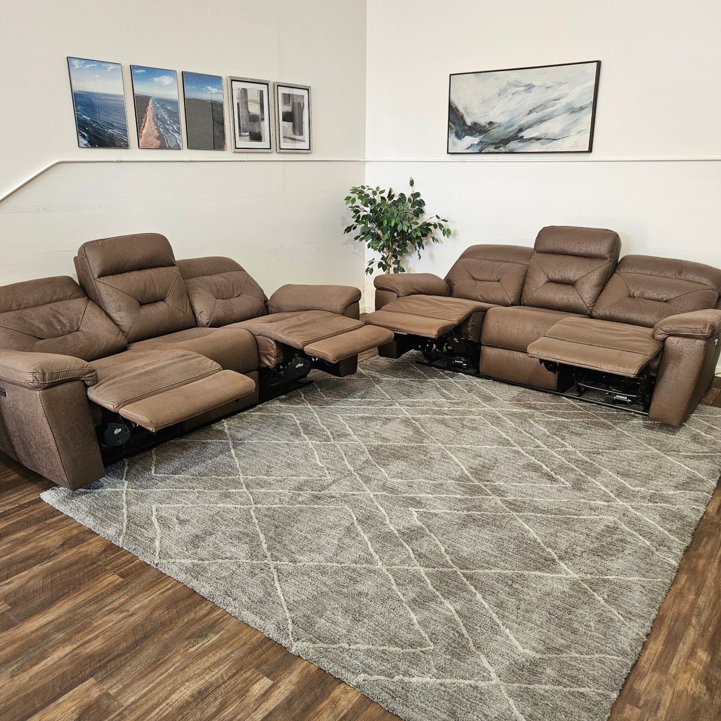 Set of 2 Fabric Power Recliners - Free Delivery