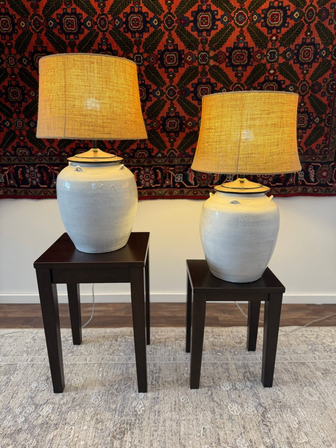 Pottery Barn White Jug Lamps