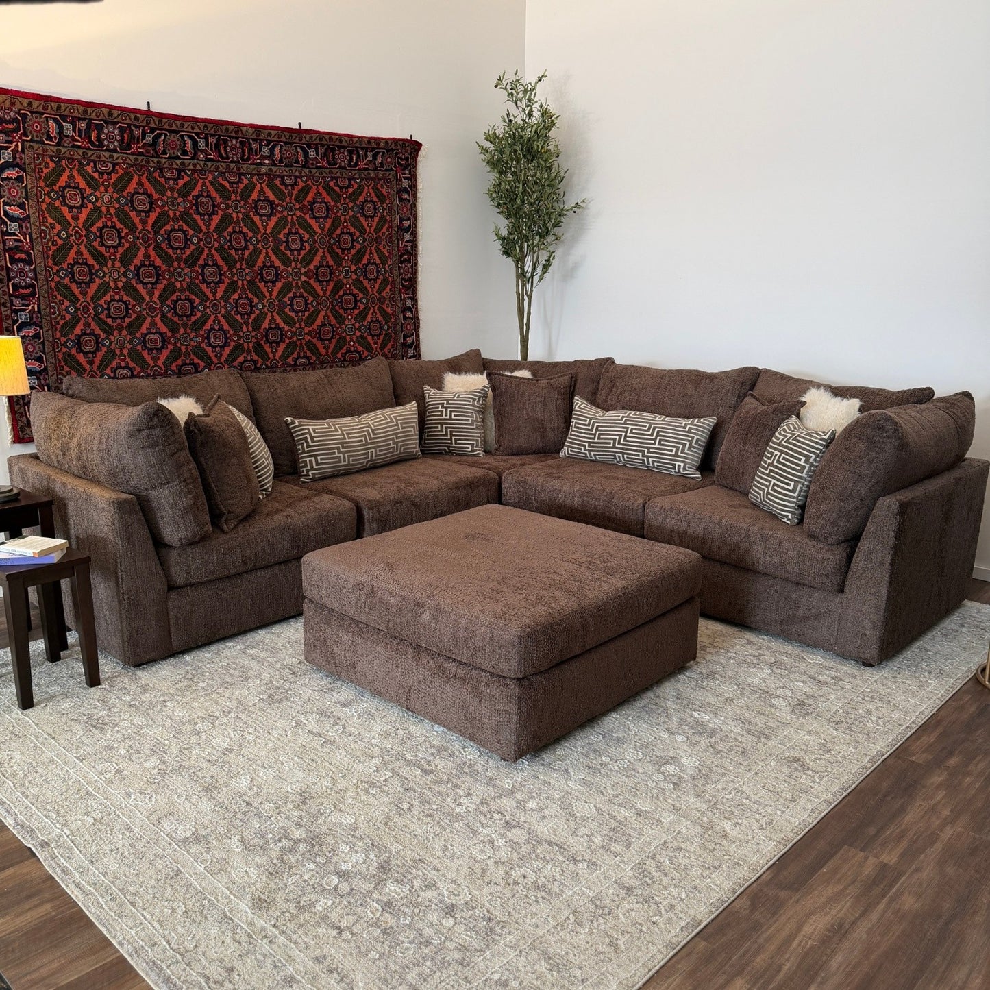 Brown Sectional Modular with Ottoman