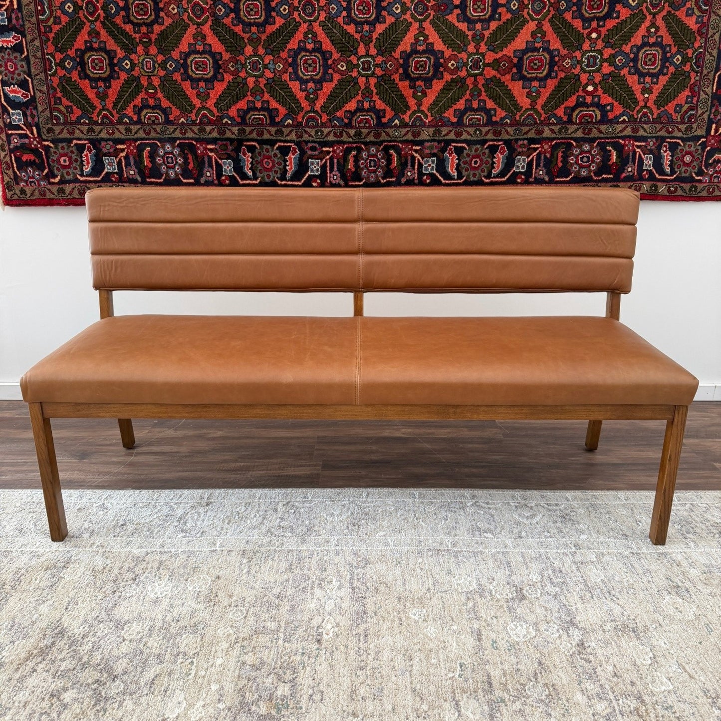 Interior Define - Nora Leather Wood Framed Upholstered Dining Bench