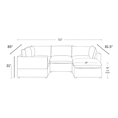 Luna Corner 4 Piece + Ottoman