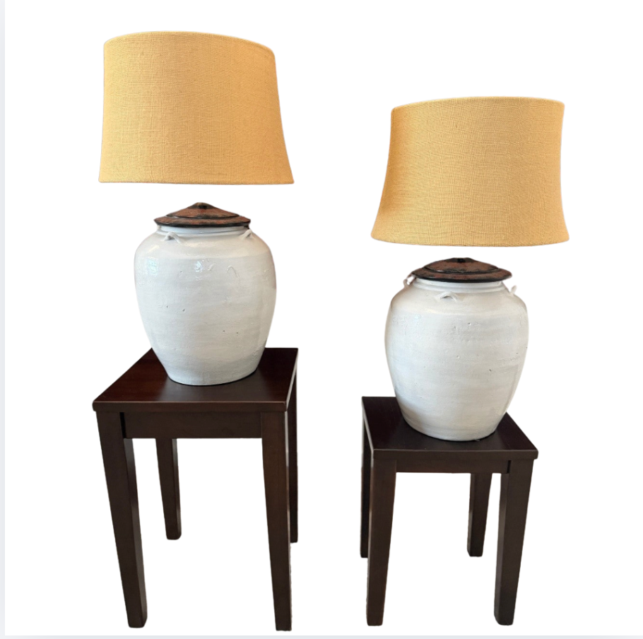 Pottery Barn White Jug Lamps