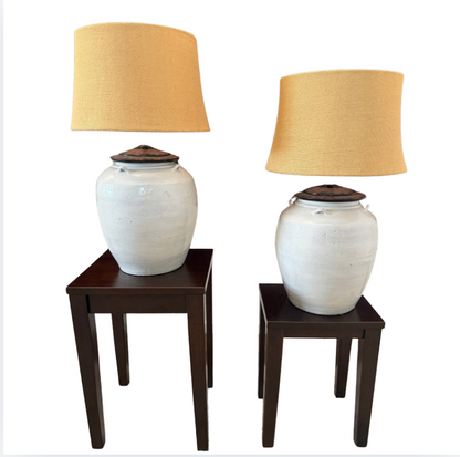 Pottery Barn White Jug Lamps