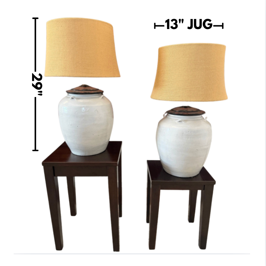 Pottery Barn White Jug Lamps