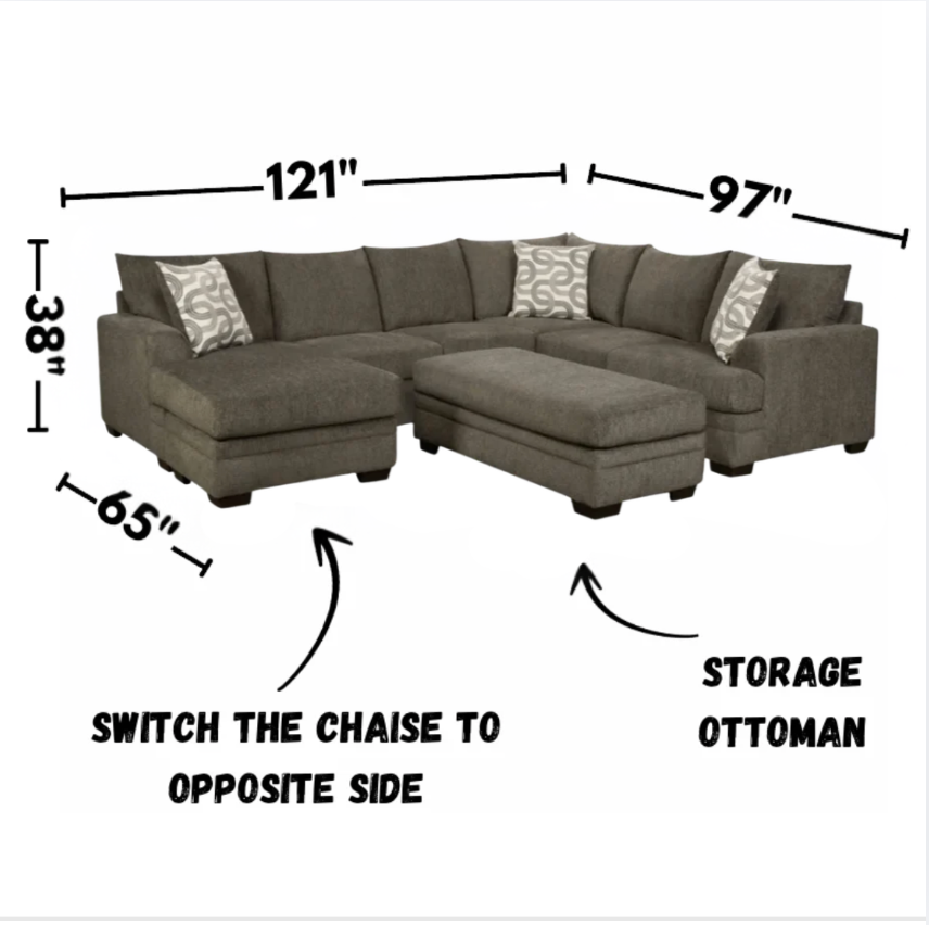 Harbor U Shape Sectional Charcoal