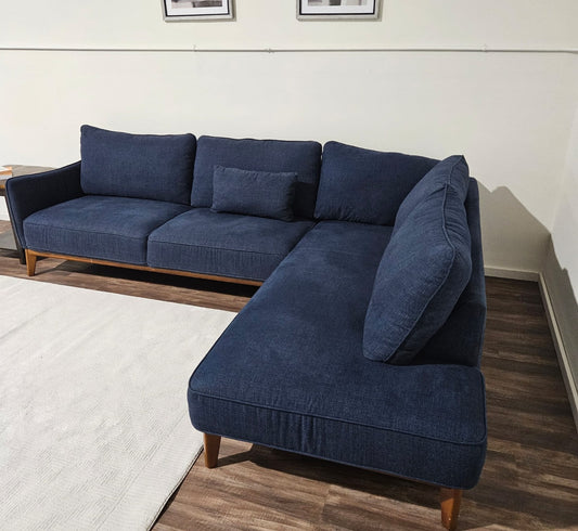 Blue Sectional Couch with Bumper - Free Delivery