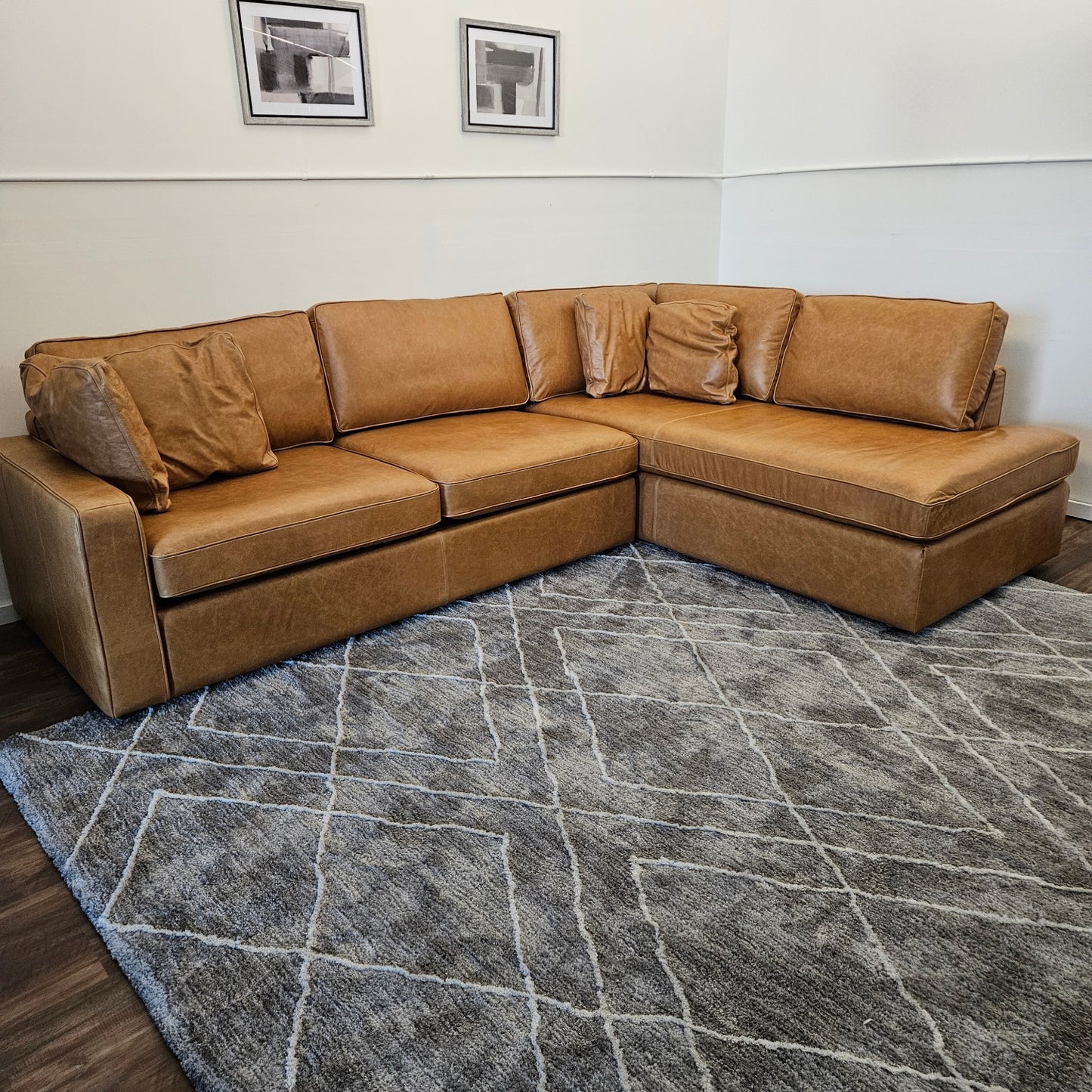 Leather Sleeper Sectional Couch New - Free Delivery