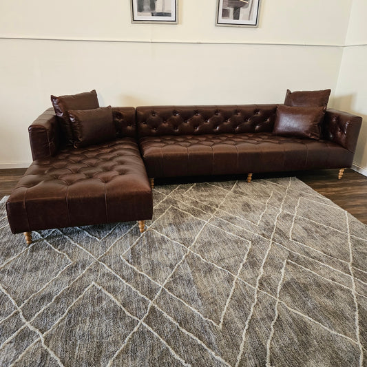 Ms Chesterfield Leather Sectional - Free Delivery