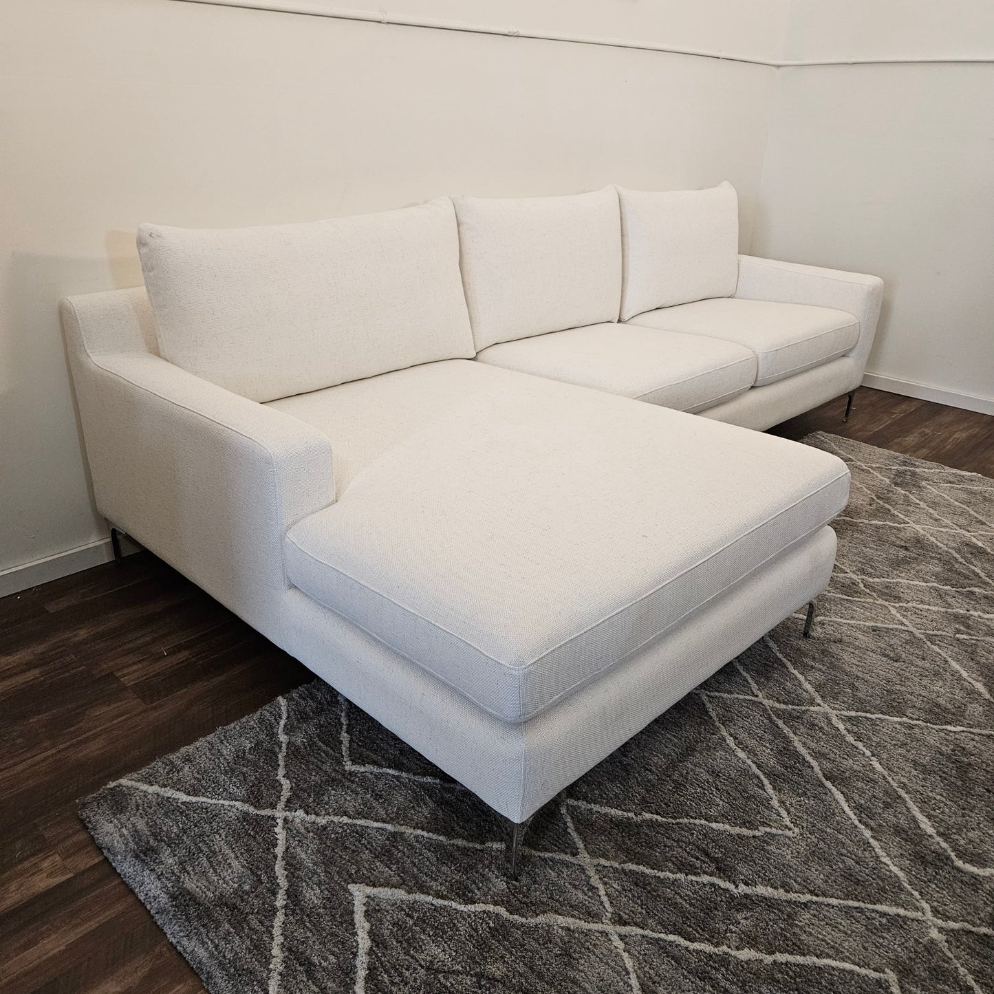 White Sectional Wide Chaise Interior Define - Free Delivery