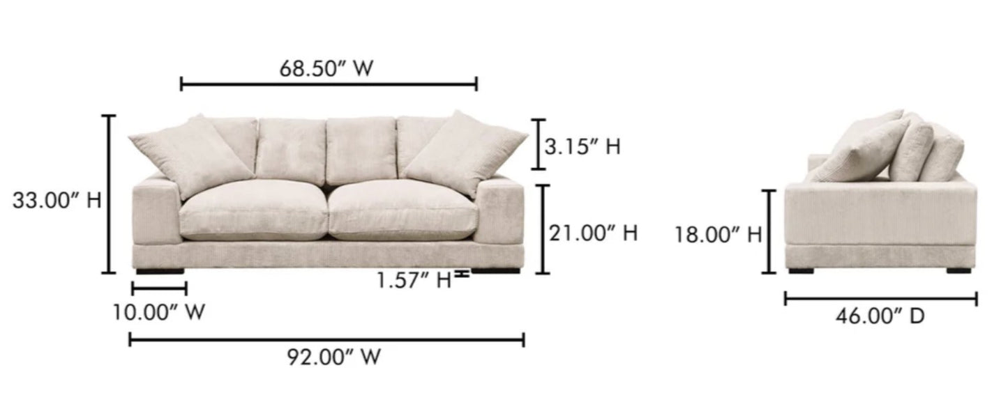 Moes Plush Loveseat Couch Corduroy - Free Delivery