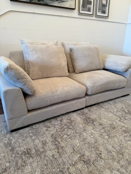 Moes Plush Loveseat Couch Corduroy - Free Delivery