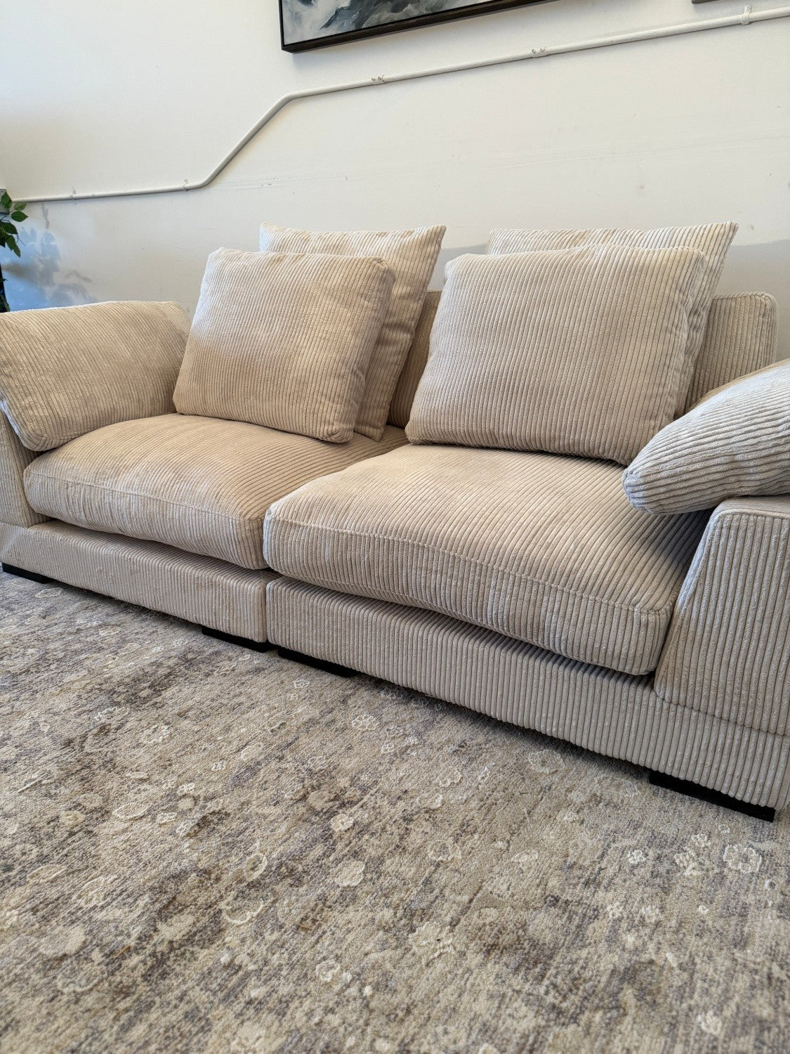 Moes Plush Loveseat Couch Corduroy - Free Delivery