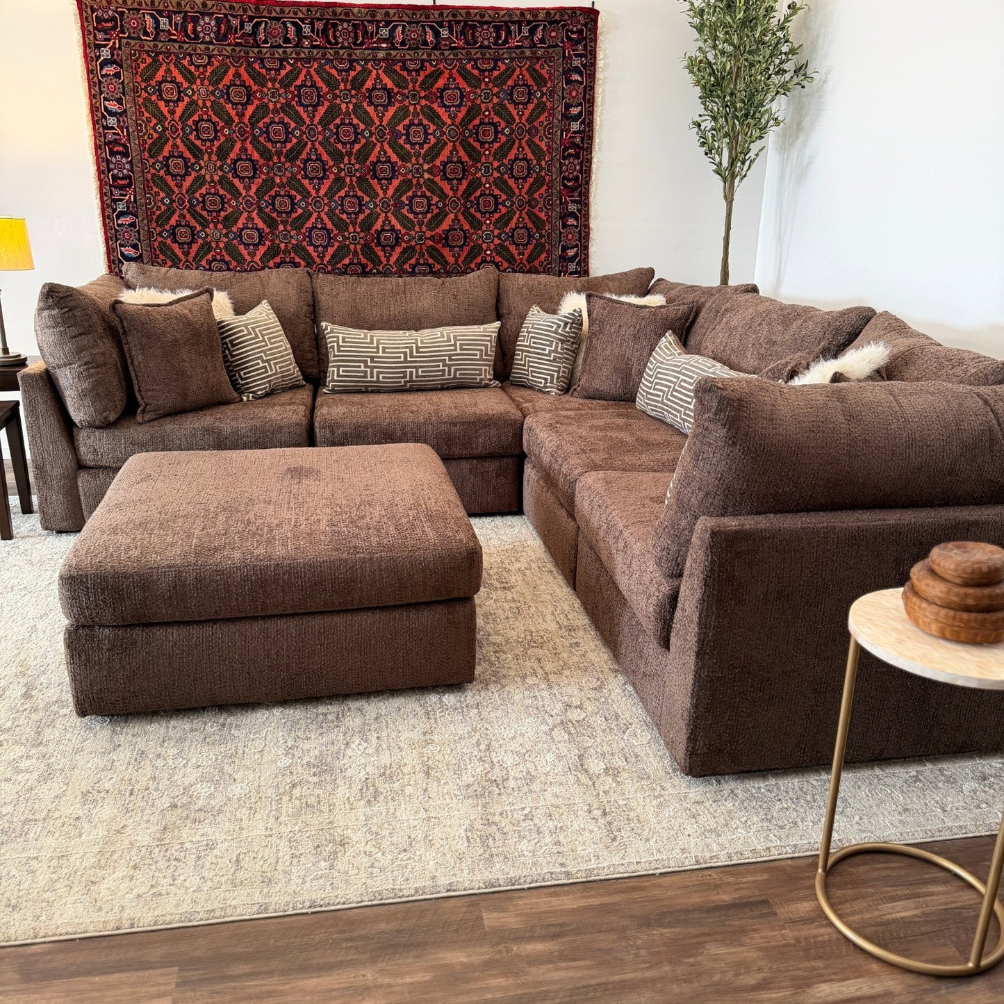 Brown Sectional Modular with Ottoman