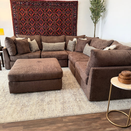 Brown Sectional Modular with Ottoman