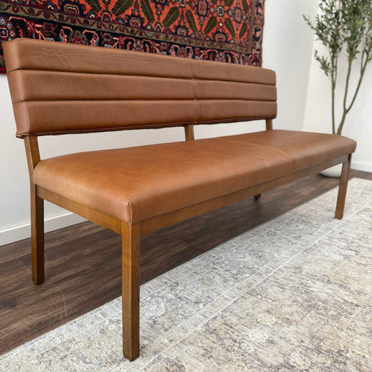 Nora Leather Wood Framed Upholstered Bench