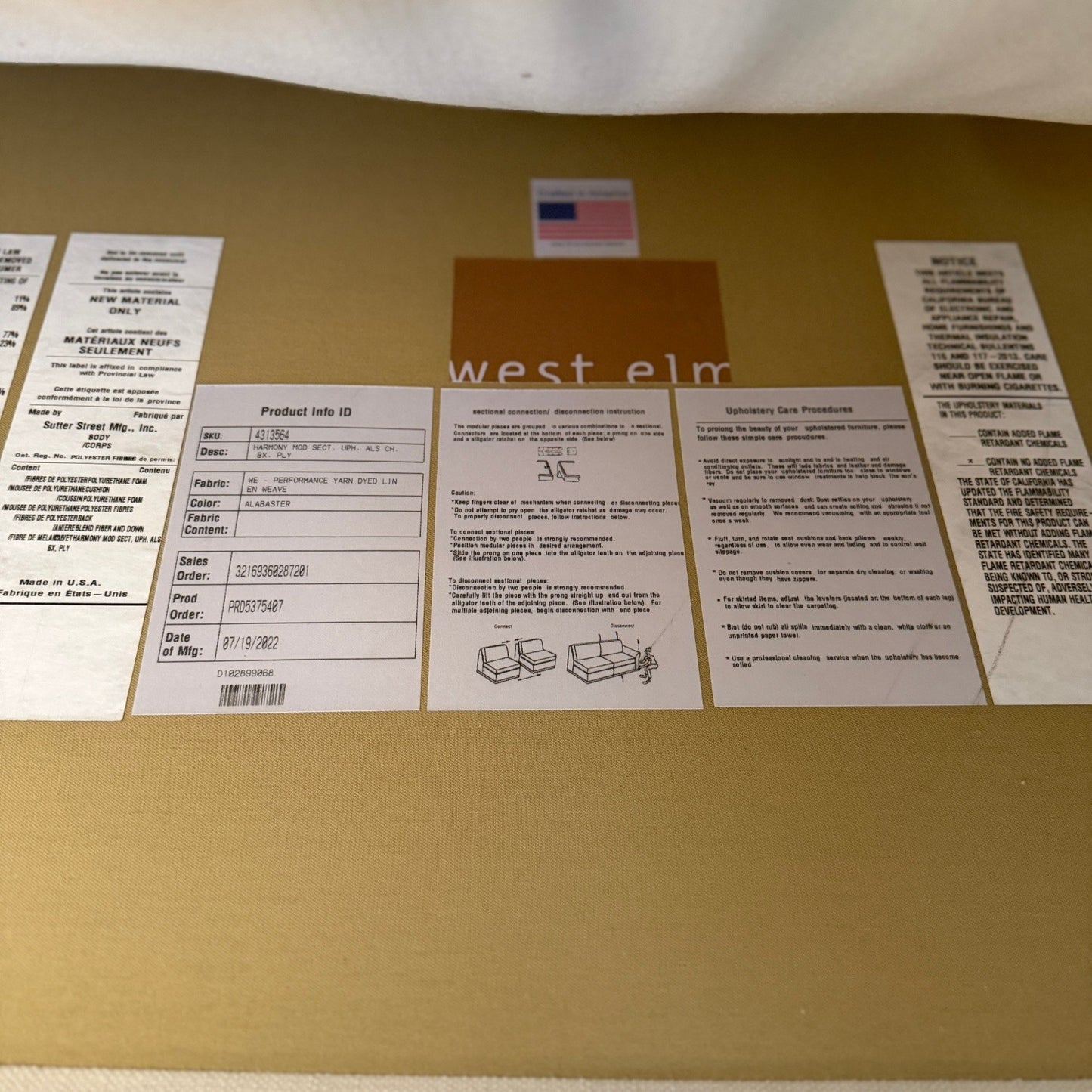 Harmony West Elm Sectional Sofa - Delivery Available