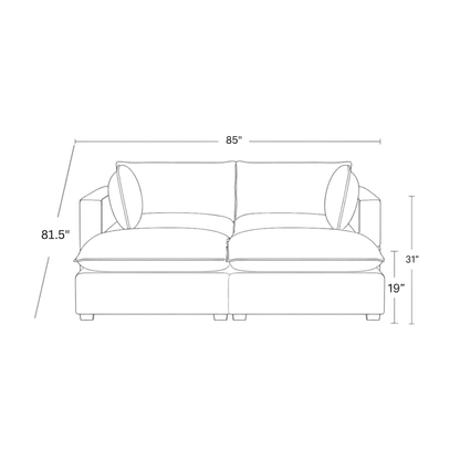 Luna Loveseat + 2 Ottoman