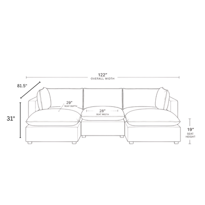 Luna Sofa + 2 Ottoman